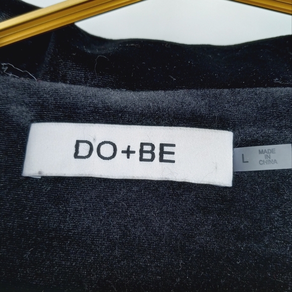 DO+BE Luxurious Black Velvet Notched Lapel Blazer Jacket With Pockets L - Picture 2 of 4